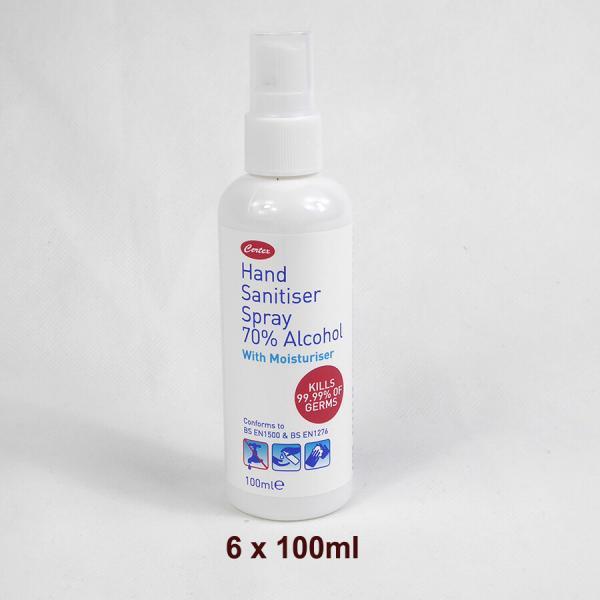 PN640 6 x 100ml 70% Alcohol Hand Sanitiser Spray