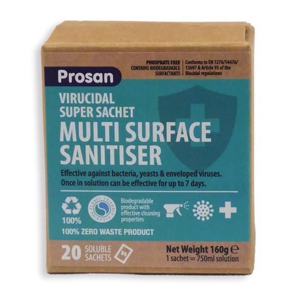 PN821 Multi Surface Sanitiser Virucidal Super Sachet Box of 20