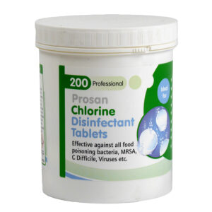 Prosan Chlorination Tablets 1.7g Nadcc Tablets packed 200 per pot in cases of 6 pots. 1,000 parts per million available chlorine per litre of water.