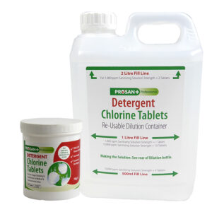 PN5391 1.67g Nadcc Detergent Chlorine Tablet - 200 Tablet Pot Plus 1 x 2L Dilution Bottle