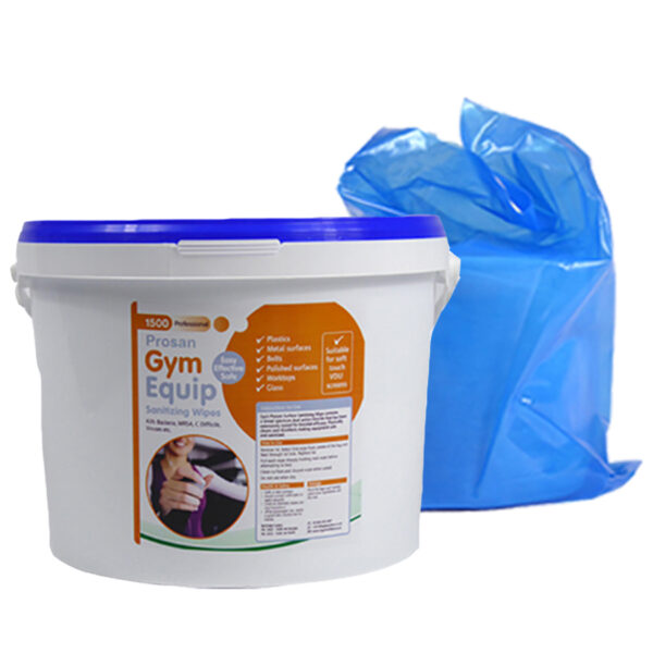 Prosan Gym Wipes 1500 Buckets and Refills. Kills a wide range of germs and bacteria.