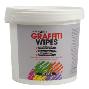 PN402 Graffiti Wipes remove Paint, Print, Resins, Marker, Mastik and Permanent Marker Pen from all non-permeable hard surfaces.