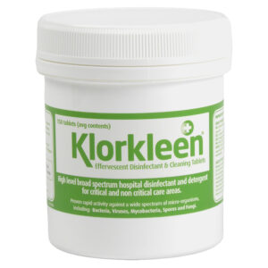 Klorkleen Detergent Chlorine Sanitiser Tablets are the equivalent of actichlor plus & chlor clean. A low foaming detergent chlorine tablet for one stage cleaning in critical and non critical areas in Medical, Laboratory & Food Areas.