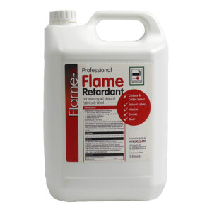 PN545 Flame Retardant Liquid. Treats all Natural Fabrics and Paper. Easily applied by either Spray, Brush or Dip. Performance is dependent on the absorption ability of the material to be treated. Test first.