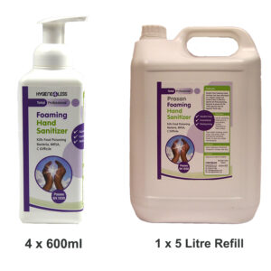PN6049 4 x 600ml Alcohol Free Foaming Hand Sanitiser and 1 x 5 Litre Refill