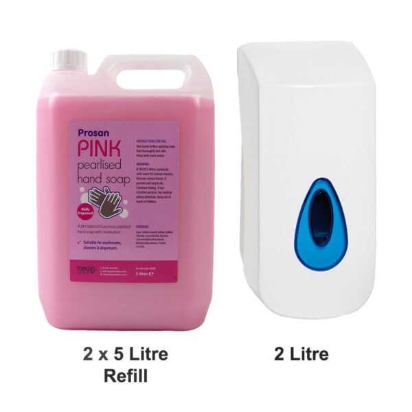 OFFER 1 PN617 2 x 5L Pink Soap + 1 x 2L Brightwell Soap Dispenser