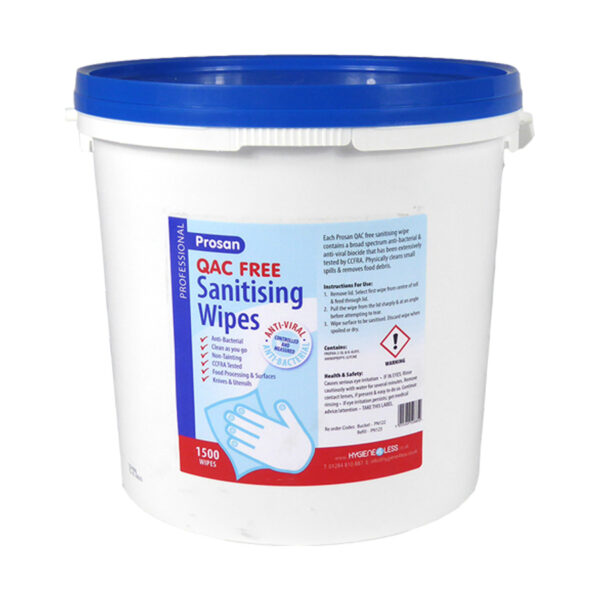 Quat Free Surface Sanitiser 1500 Wipes per Bucket, Antibacterial and Antiviral Food Safe and Suitable for Catering Purposes