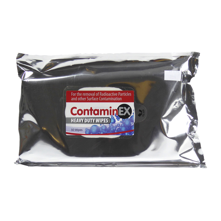 PN351 Contaminex Decontamination Wipes. 50 Large heavy duty wipes per foil pouch re-sealable pack.