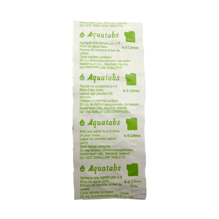 Water Purifying Tablets from Aquatabs 33mg 1 Tablet treats 45L (at