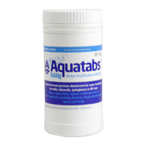Drinking Water Tablets from Aquatabs. 8.68g NaDCC treats up to 2,500 Litres water in 30 Minutes
