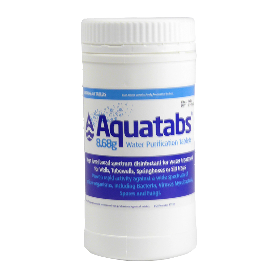 AQUATABS GERMICIDAL WATER PURIFICATION TABLETS Exp Date 4/2020 Water Safety 