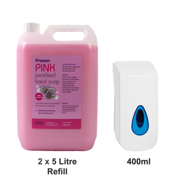 PN619 2 x 5L Pink Soap & 1 x 400ml Brightwell Soap Dispenser