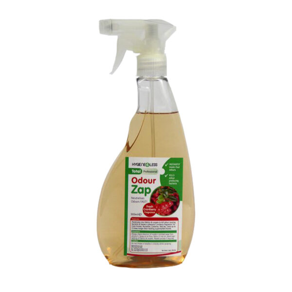 PN702 Odour eliminator spray specifically engineered to neutralise the dour casue by cat, dog and human urine spills. Odour Zap kills the bacteria that cause odour whilst breaking down the urine spill to prevent further bacteria growth. Leave a pleasant cranberry fragrance so you know the area has been treated