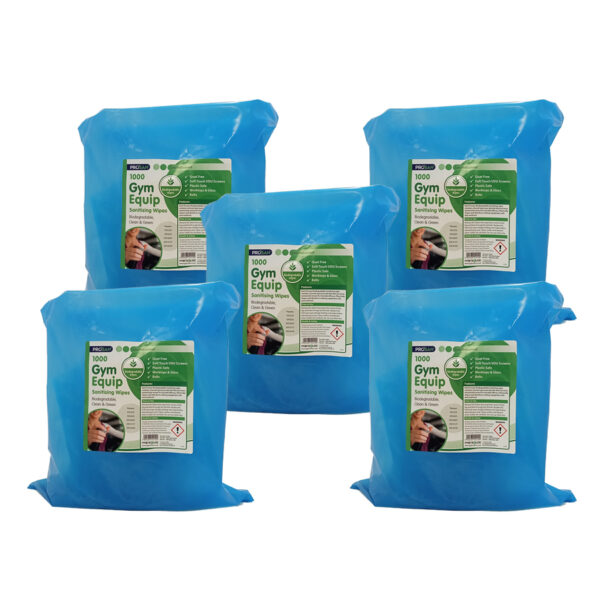 5 x 1000 Sheet Biodegradable Gym Wipe Refill Bags
