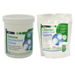 Effervescent Chlorine Disinfectant Tablets available in Tubs and Recyclable Pouches